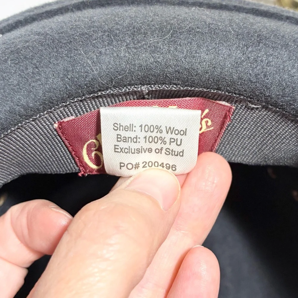 Cha Cha’s House Of Ill Repute Diamond Stitched Studded Wool Fedora Gray OS - Picture 8 of 10